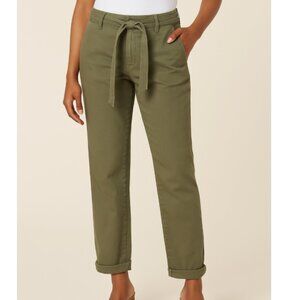a.n.a Women’s Army Green Straight Leg Ankle Pants with Tie Belt- Size 12